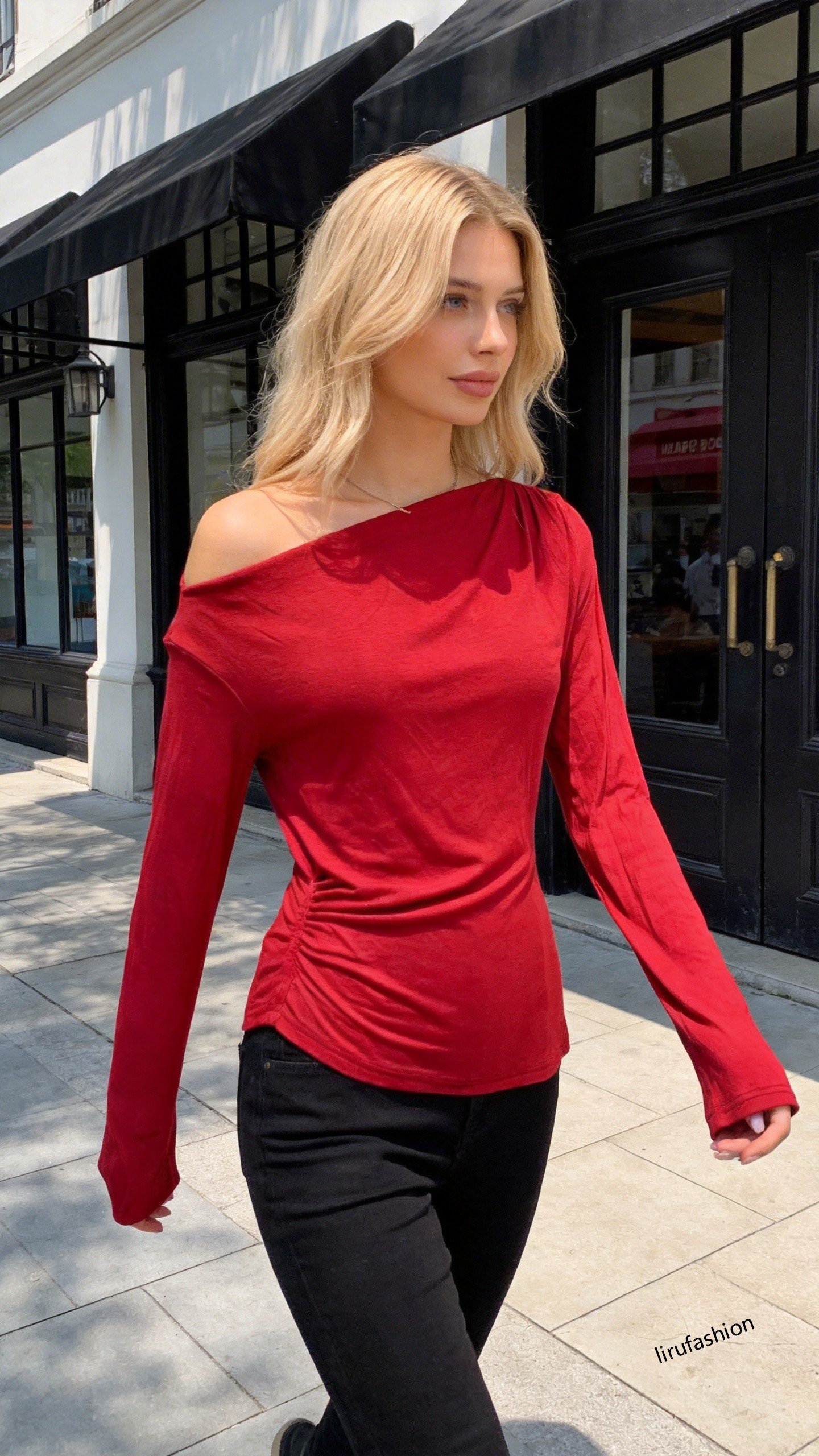 Ruby Reverie Off-Shoulder Top
