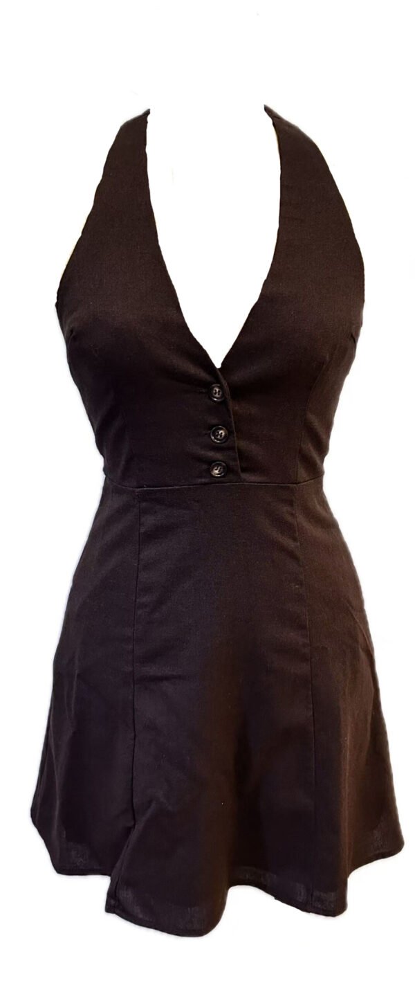 Effortless Elegance: The Sleeveless Halter Dress in Timeless Black - Image 2