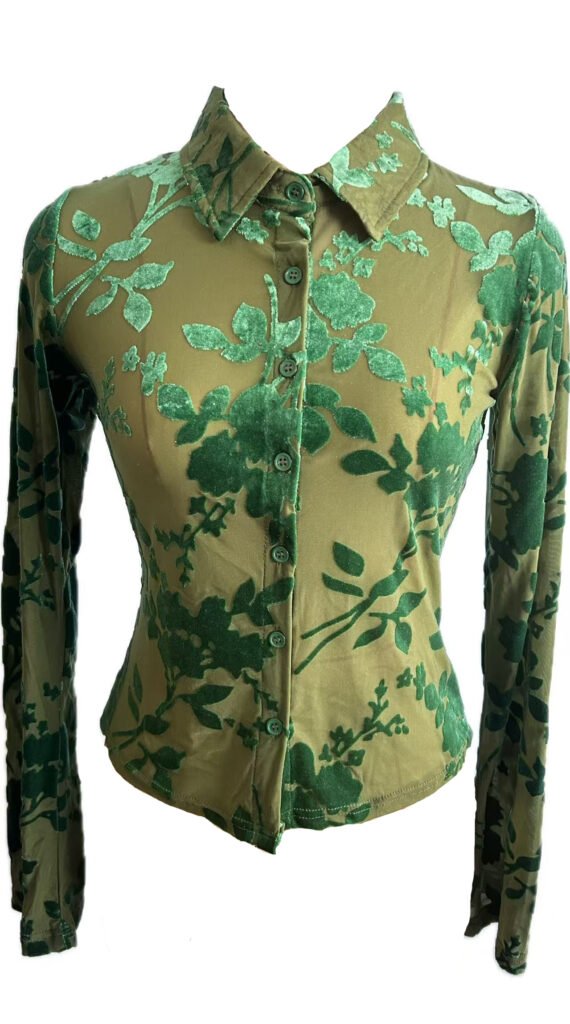 "Urban Oasis": New Botanical Print Shirt with Collar - Image 3